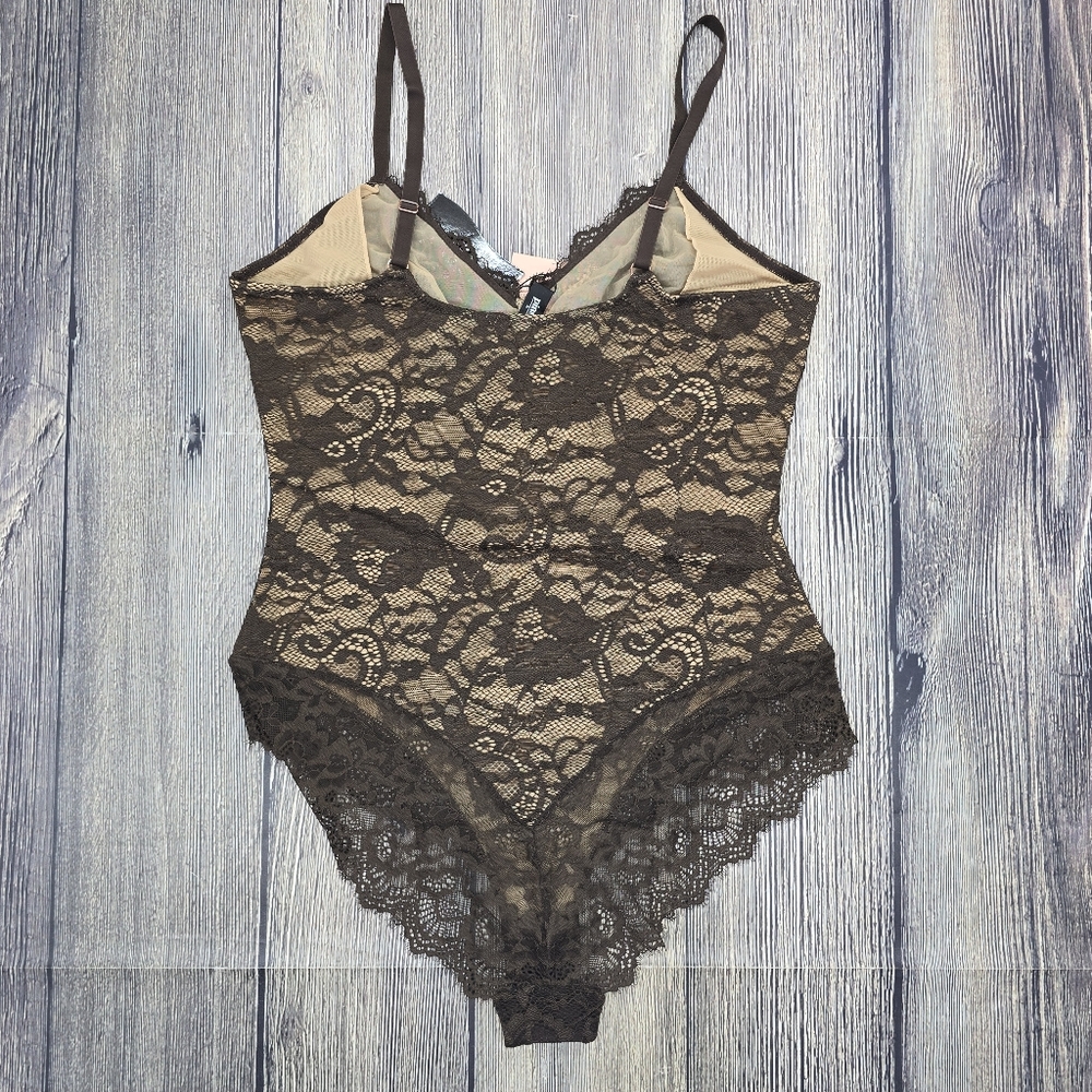 Pinsy NWT Shaping Lace Shape Suit Brown Bodysuit - Picture 3 of 11